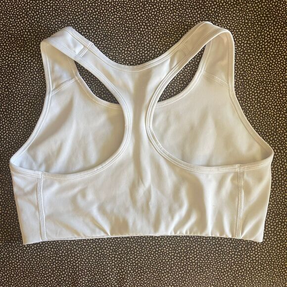 Nike Women's Logo Dri Fit White Gym Non Padded Sports Bra Size L - Picture 3 of 6